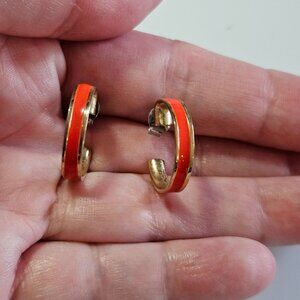 5 for $20 gold tone red enamel hoop earrings
